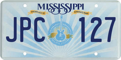 MS license plate JPC127