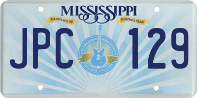 MS license plate JPC129