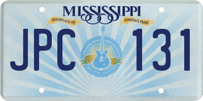 MS license plate JPC131
