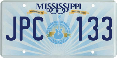 MS license plate JPC133