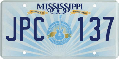 MS license plate JPC137