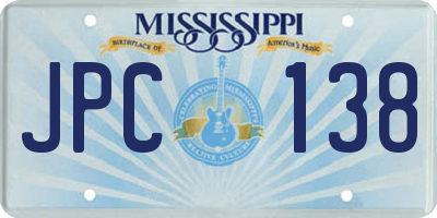 MS license plate JPC138