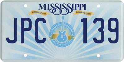 MS license plate JPC139