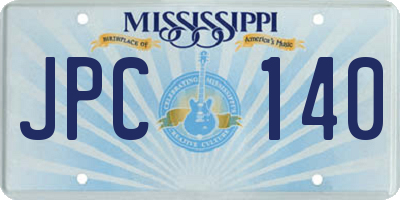 MS license plate JPC140