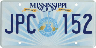 MS license plate JPC152
