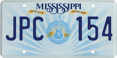 MS license plate JPC154