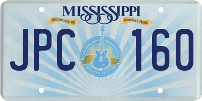 MS license plate JPC160