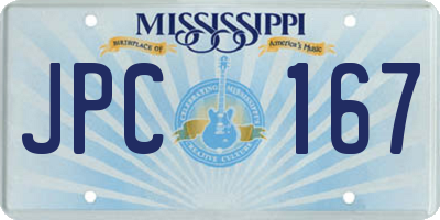 MS license plate JPC167