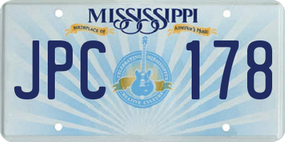 MS license plate JPC178