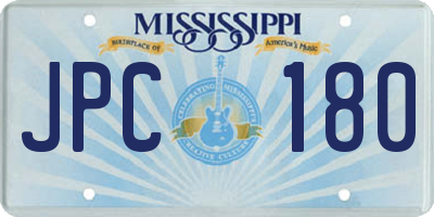 MS license plate JPC180
