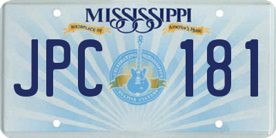 MS license plate JPC181