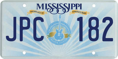 MS license plate JPC182