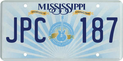 MS license plate JPC187