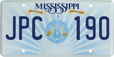 MS license plate JPC190