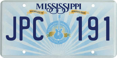 MS license plate JPC191