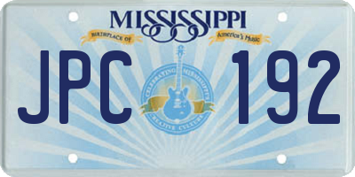 MS license plate JPC192