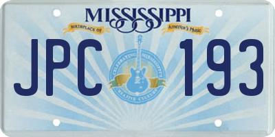 MS license plate JPC193