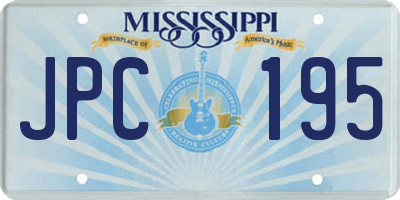 MS license plate JPC195