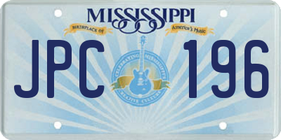 MS license plate JPC196