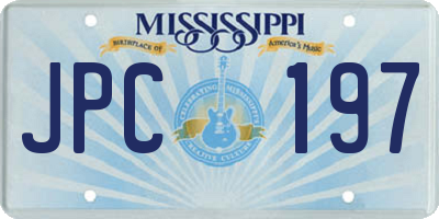 MS license plate JPC197