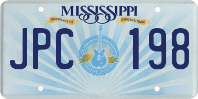 MS license plate JPC198