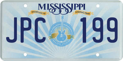 MS license plate JPC199