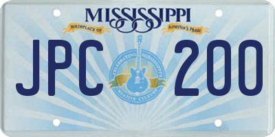 MS license plate JPC200