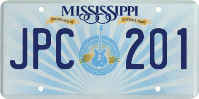 MS license plate JPC201