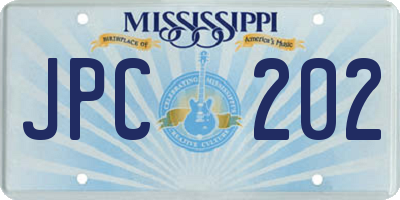 MS license plate JPC202