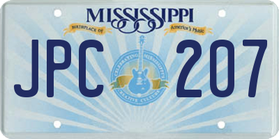 MS license plate JPC207
