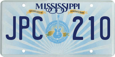 MS license plate JPC210