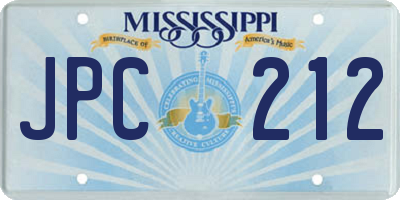 MS license plate JPC212