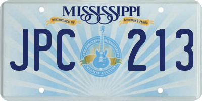 MS license plate JPC213