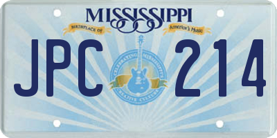MS license plate JPC214