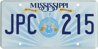 MS license plate JPC215