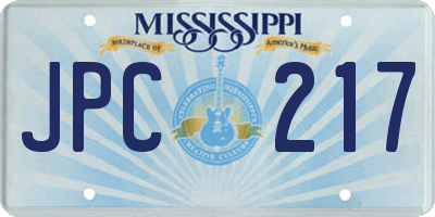 MS license plate JPC217