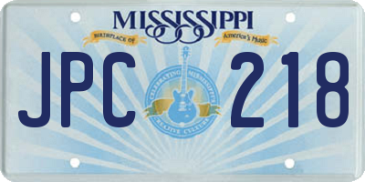 MS license plate JPC218