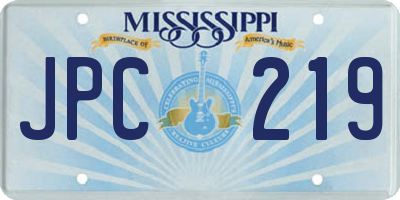 MS license plate JPC219