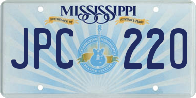 MS license plate JPC220