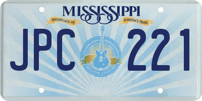 MS license plate JPC221