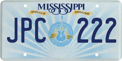 MS license plate JPC222