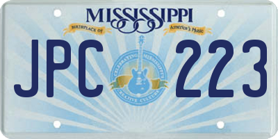 MS license plate JPC223