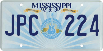 MS license plate JPC224