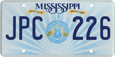 MS license plate JPC226