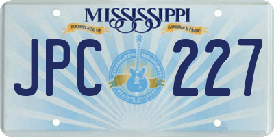 MS license plate JPC227