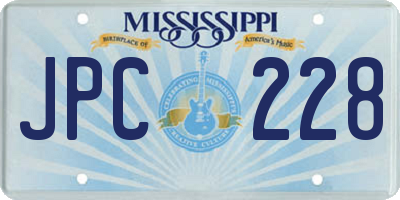 MS license plate JPC228