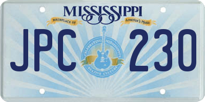 MS license plate JPC230