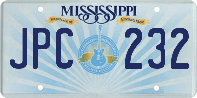MS license plate JPC232
