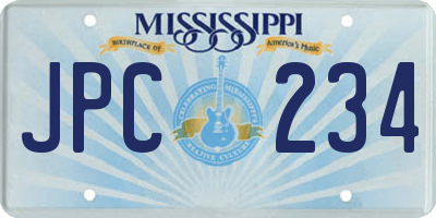 MS license plate JPC234
