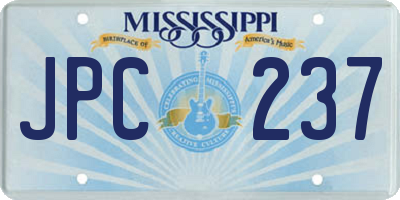 MS license plate JPC237